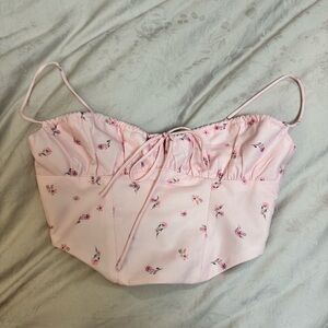 White Fox Boutique cropped pink floral corset